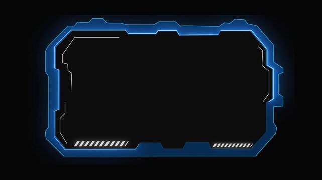 Futuristic blue digital frame illuminates modern tech interface design for sleek displays. Digital frame with glowing tech interface enhances futuristic user experiences. Tech interface design shin