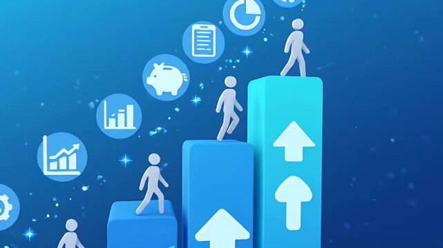 Business Growth and Success Concept with Upward Trend and Icons.