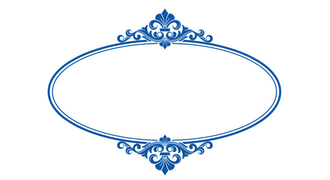 Blue ornate oval frame border design.
