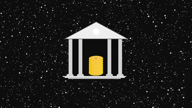 Classic temple structure glows with a central object in a starry night sky. Temple structure with glowing central object shines under starry sky.