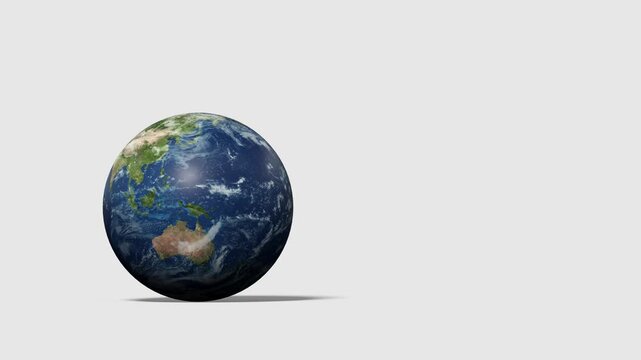 Planet Earth Rotating on White Background, Seamless Loop