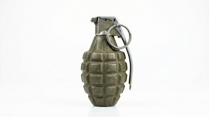 Fototapeta premium Military grenade isolated on white background, studio lighting