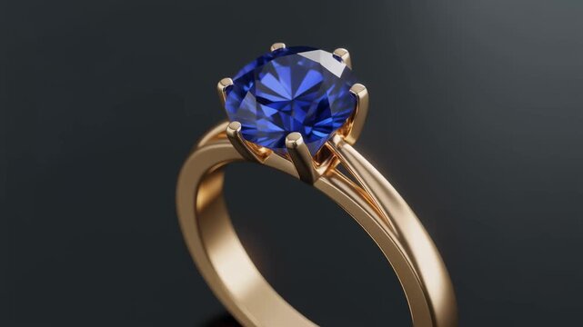 Elegant gold ring adorned with a radiant blue gemstone centerpiece