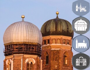 Obraz premium Frauenkirche Towers in Munich - A Glimpse of Bavarian Architecture.