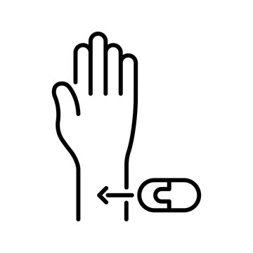 Microchip implant icon. Technology and implantable device line symbol. Black and white.