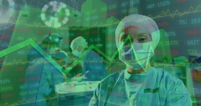 Animation of medical data processing over caucasian surgeons using tablet