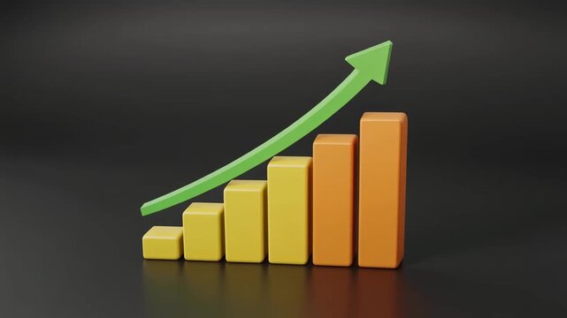 Graduated color blocks ascending in height against a dark background