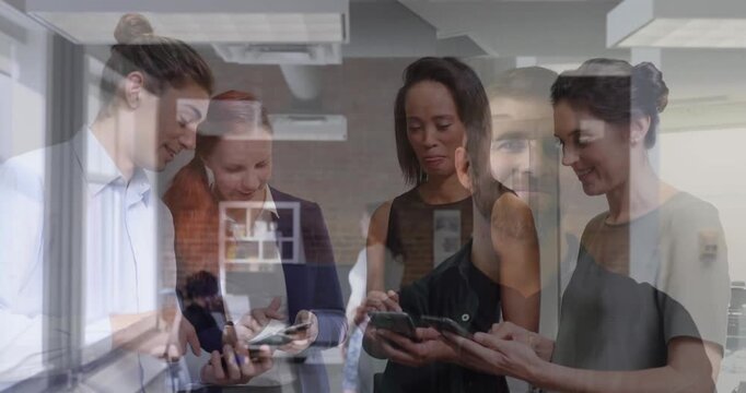 Animation of diverse business people at office