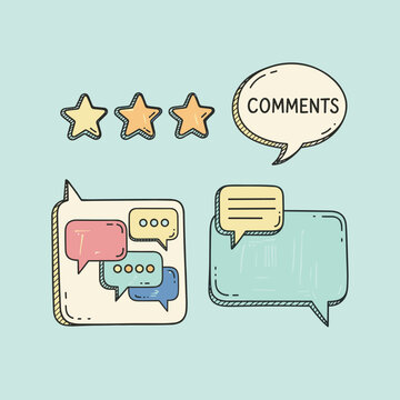 A colorful illustration of speech bubbles in a cartoon style, conveying a sense of friendly conversation and communication.