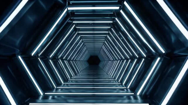 Technological hexagonal light tunnel