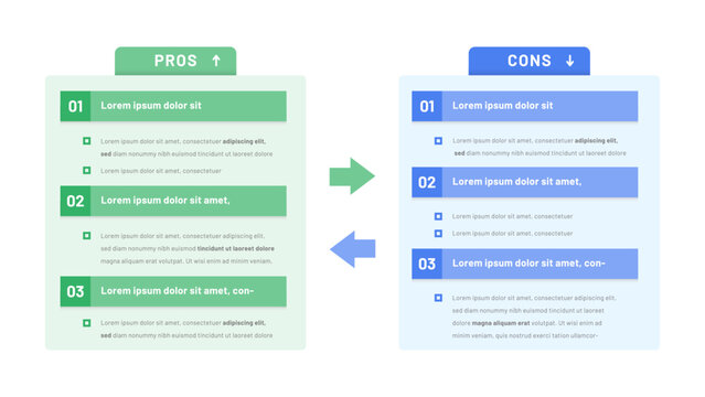 Comparative infographics: pros and cons. Modern template for a presentation or website. Comparison of products and services