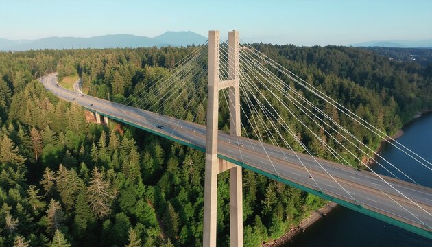 Green Wildlife Bridge Crossing over Modern Highway