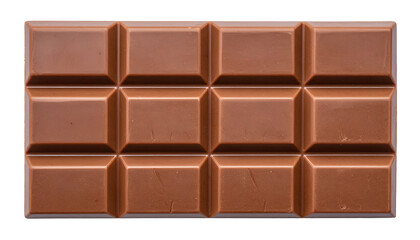 Fototapeta premium Close-up of a milk chocolate bar, rectangular with twelve connected segments