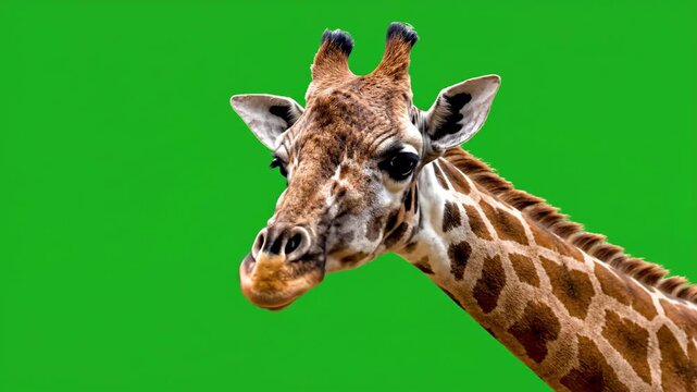 Green Screen Close Up of a Giraffe Chewing 4K