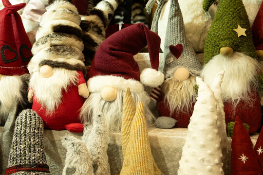 Lots of cute Christmas gnomes, Christmas market.