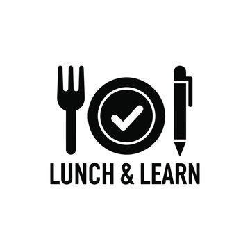 Illustration of vector lunch learn logo with plate fork and pen