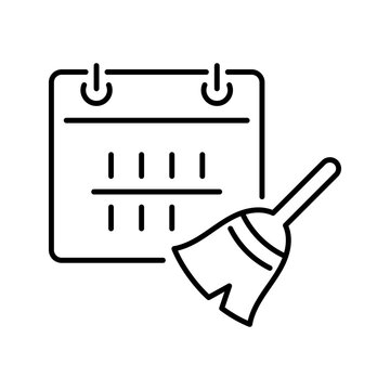 Cleaning schedule icon. Business and cleaning service line symbol. Black and white.