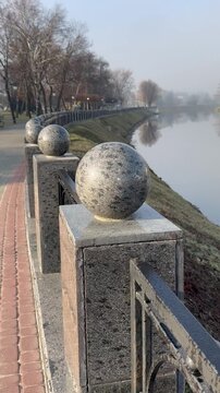 A beautiful sunrise by the river in Kharkiv