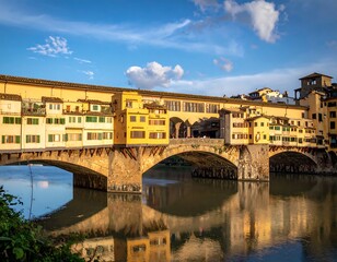 Obraz premium Ponte Vecchio Bridge in Florence, Italy - A Timeless Landmark.