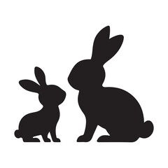 Obraz premium Cute Mother and Baby Bunny Silhouettes Vector Illustration for Easter and Spring Holiday Decorations