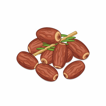 Illustrated pile of dried dates fruit isolated.