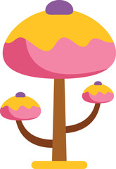 Obraz premium Fantasy whimsical mushroom tree vector illustration on white background