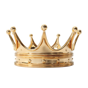 Golden crown on display with shiny metal surface and ornate details