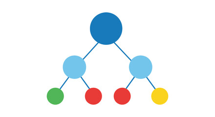 Obraz premium Simple colorful hierarchical tree structure vector illustration for data organization design.