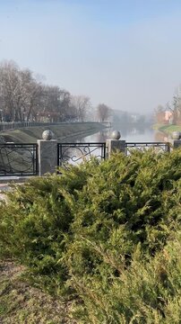 A beautiful sunrise by the river in Kharkiv