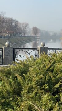 A beautiful sunrise by the river in Kharkiv
