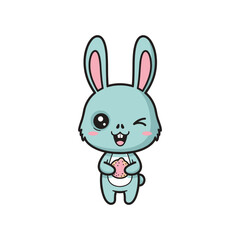Fototapeta premium Cute Bunny Holding Cookie Commercial Illustration