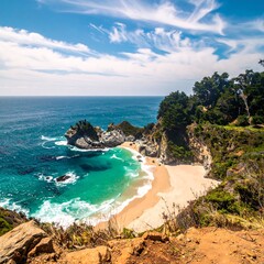 Naklejka premium McWay Falls Serenity - Coastal Beauty in Big Sur, California.