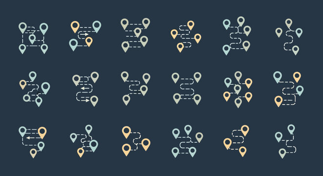 Collection of location map icons.