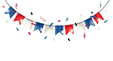 Obraz premium Vibrant patriotic bunting garland with red white and blue flags