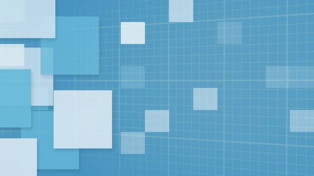 Animation of squares moving on blue background