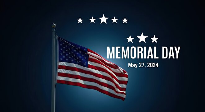 Memorial day tribute with american flag and stars
