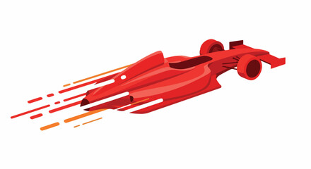 Obraz premium Red Formula 1 racing car in motion, speed effect, isolated on white background, vector illustration