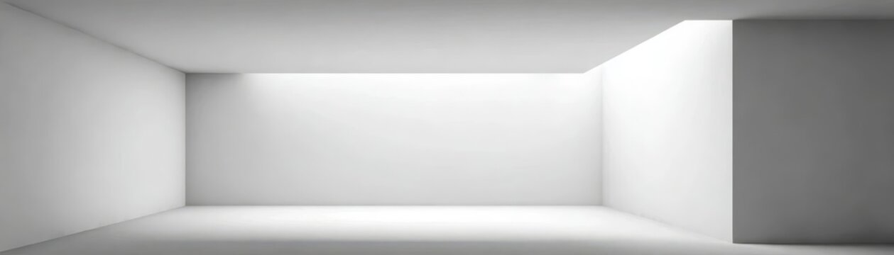 Minimalist white room with soft lighting