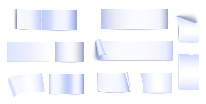 青系グラデーションの紙テクスチャと破れやめくり表現のリアル素材セット ノートやポスター風のペーパー演出コレクション