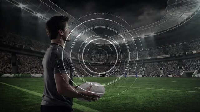 Animation of data processing over rugby player