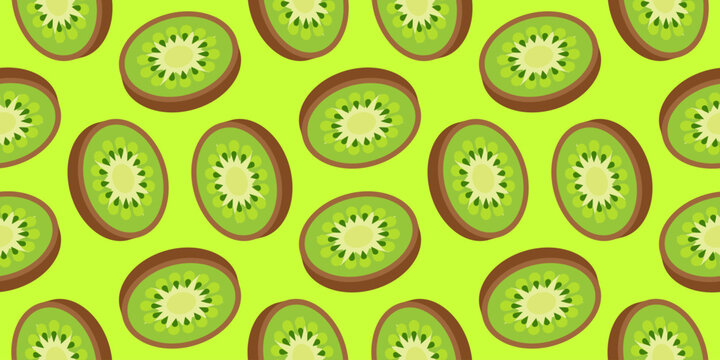 kiwi seamless pattern background vector illustration. kiwi seamless pattern on green background