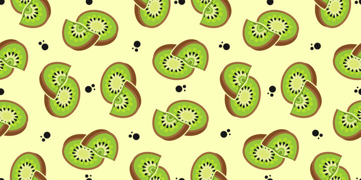 seamless pattern of kiwi fruit vector background illustration. kiwi fruit icon illustration