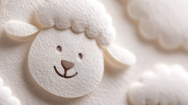 Chinese style. Astrology. Application form. White texture, reminiscent of sheep's wool. The smiling face of a sheep with closed eyes and nose is visible.  The year is 2027.