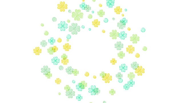 Rotating clovers frame with copy space for text