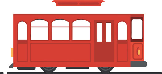 Red tram or streetcar illustration urban public transport vehicle city transit vintage trolley design flat style, vector illustration © Abdul