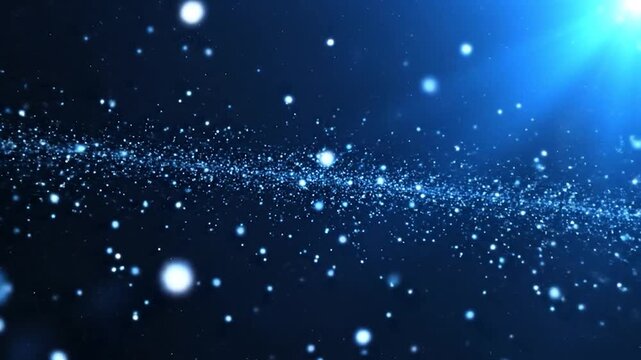 Glowing particles in dark space.