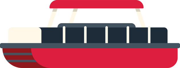 Red pontoon boat a watercraft used for recreation and marine travel © anatolir