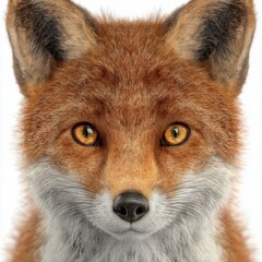 Fototapeta premium Hyperrealistic 3D Rendered Portrait of a Fox With Rust Fur and Amber Eyes Captured in a Studio Setting