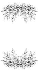Obraz premium A pair of floral wreaths with leaves and flowers isolated on white background, Vector