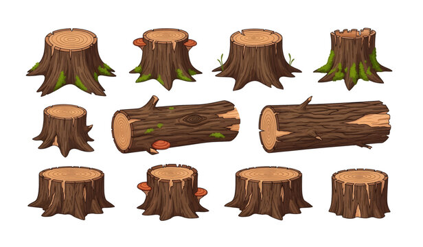 Collection of tree stumps and logs.